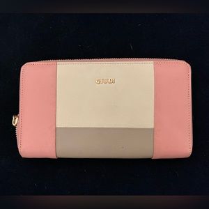 Giudi pink zip womens wallet, genuine leather
